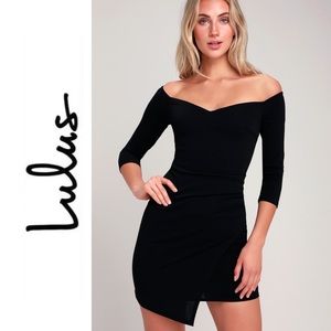 Baby Be Mine Black Off-the-Shoulder Bodycon Dress